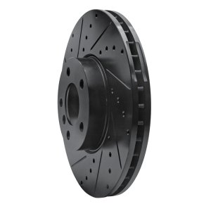 BMW X6 Brake Rotor (1) - Front Left - R1 Concepts - Drilled & Slotted - Black - `07-`19